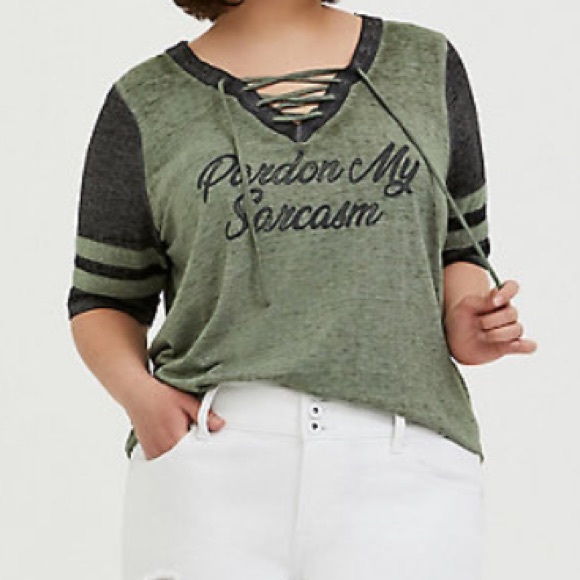 torrid Tops - Torrid lace up football tee.
